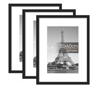 upsimples Cornice 30x40, Confezione da 3 Cornici portafoto Nere, Formato 40x30 cm, Con Supporto Orientamento Orizzontale o Verticale, Cornici per Ppuzzle, Parete, Poster, Diploma Universitario
