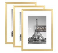 upsimples Cornice 30x40, Confezione da 3 Cornici portafoto Oro, Formato 40x30 cm, Con Supporto Orientamento Orizzontale o Verticale, Cornici per Ppuzzle, Parete, Poster, Diploma Universitario
