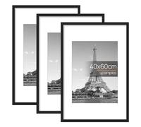 upsimples Cornice 40x60, Confezione da 3 Cornici portafoto Nere, Formato 60x40 cm, Con Supporto Orientamento Orizzontale o Verticale, Cornici per Ppuzzle, Parete, Poster, Diploma Universitario