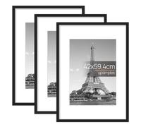 upsimples Cornice A2, Confezione da 3 Cornici portafoto Nere, Formato 42x59.4 cm, Con Supporto Orientamento Orizzontale o Verticale, Cornici per Ppuzzle, Parete, Poster, Diploma Universitario