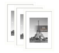 upsimples Cornice A4, Confezione da 3 Cornici portafoto Bianco, Formato 21x29,7 cm, Con Supporto Orientamento Orizzontale o Verticale, Cornici per Ppuzzle, Parete, Poster, Diploma Universitario