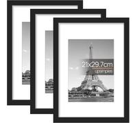 upsimples Cornice A4, Confezione da 3 Cornici portafoto Nere, Formato 21x29,7 cm, Con Supporto Orientamento Orizzontale o Verticale, Cornici per Ppuzzle, Parete, Poster, Diploma Universitario