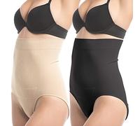 UpSpring C-Panty, Mutande a Compressione Post-Partum, Adatte Dopo Il Parto cesareo, Due Pacchetti - Nudo e Nero, Taglia L/XL