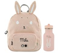 Upstitch Studio Trixie: Zaino e Borraccia per Bambini, per l'Asilo e Chitarra, Personalizzato con Nome, Coniglio, Set: Rucksack SMALL +