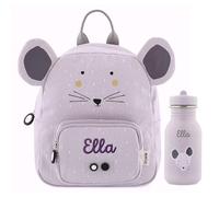 Upstitch Studio Trixie: Zaino e Borraccia per Bambini, per l'Asilo e Chitarra, Personalizzato con Nome, Mouse, Set: Rucksack SMALL + Flasche