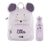 Upstitch Studio Trixie: Zaino e Borraccia per Bambini, per l'Asilo e Chitarra, Personalizzato con Nome Singolo o Come Set, Mouse, Set: Rucksack BIG + Flasche