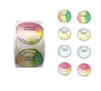 Upstore 1 rotolo da 500 etichette adesive per candele, 3,8 cm, impermeabili, profumate, rotonde, autoadesive, per candele, barattoli, scatole regalo, 4 colori assortiti