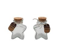 Upstore 2 bottiglie di vetro a forma di stella da 56,7 g con tappo in sughero, bottiglie decorative in vetro con tappo in sughero, mini bottiglia di messaggio per messaggi fai da te, artigianato,