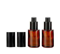 Upstore 3 flaconi vuoti in vetro ambrato da 30 ml, dispenser per sapone liquido, contenitori ricaricabili per cosmetici e articoli da toeletta con pompa nera, per oli essenziali, fondotinta, crema