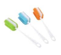 Upstore - Set di 3 spugne per la pulizia, morbide, con manico lungo, da appendere, per biberon, tazzine da caffè, bicchieri, tazze, colori casuali
