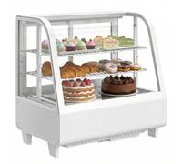 Upstreman Vetrina Refrigerata 100L con Illuminazione a LED, Controllo Digitale della Temperatura 2-10°C, 2 Ripiani Regolabili, per Caffè, Pasticceria e Panificio, CD101 Bianco