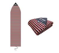 UPSURF - Custodia protettiva lunga per tavola da surf, 183 cm x 48 cm, Nero, Bianco, Rosso, Strisce, Tasca per cera o pettine, Chiusura con coulisse, Morbido, Corda