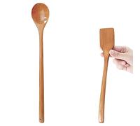 UPTALY 1 tornitore in legno sottile per frittata (27 cm x 4,5 cm), 1 cucchiaio da miscelazione con manico lungo (34 cm x 5 cm), piccola spatola per uova fritte, cucchiaio per mescolare esteso
