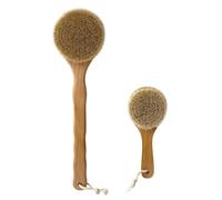 UPTALY 2 spazzole da bagno in crine di cavallo al 100% (40,6 cm rotonde + piccole rotonde), con manico in legno di faggio, pezzo intero di legno massiccio senza giunzioni, spazzola per il corpo