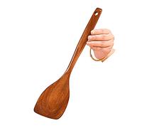UPTALY Pala obliqua in Legno (34cm x 8cm), Pala Extra Lunga in Teak Naturale, spatola in Legno per Cucinare, Pala da Cucina Resistente, spatola in Legno per Padella Antiaderente, Utensili da Cucina