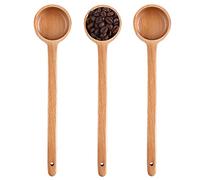UPTALY Set di 3 cucchiai dosatori in legno da 27cm (60ml/per), misurini da caffè con manico lungo, manico esteso cucchiaino, cucchiaio in legno di faggio per barattoli profondi