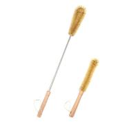 UPTALY Spazzola extra lunga con setole di maiale da 61 cm con spazzola per bottiglie da 32 cm, manico in legno di faggio, spazzola con asta in acciaio inox, per bottiglia a collo stretto lungo