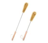 UPTALY Spazzola extra lunga con setole di maiale da 61 cm con spazzola per bottiglie da 47 cm, manico in legno di faggio, spazzola con manico in legno, spazzola con asta in acciaio inox