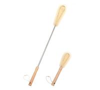 UPTALY Spazzola extra lunga in nylon da 61 cm con spazzola per bottiglie da 26 cm, manico in legno di faggio, spazzola pieghevole con manico in legno, spazzola con asta in acciaio inossidabile
