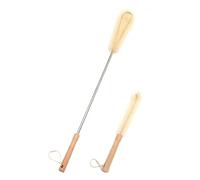 UPTALY Spazzola extra lunga in nylon da 61 cm con spazzola per bottiglie da 32 cm, manico in legno di faggio, spazzola con asta in acciaio inox, per bottiglia a collo stretto lungo