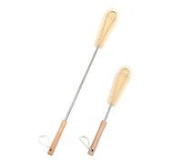 UPTALY Spazzola extra lunga in nylon da 61 cm con spazzola per bottiglie da 38 cm, manico in legno di faggio, spazzola con asta in acciaio inossidabile, per bottiglia a collo stretto lungo