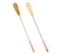 UPTALY Spazzola lunga 61 cm per la pulizia (1 spazzola in nylon, 1 spazzola a setole), spazzola con manico in legno, spazzola extra lunga, spazzola con asta in acciaio inossidabile allungata
