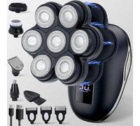 UPTARD Rasoi elettrici per uomini calvi, rasoi elettrici per uomo, rasoi per testa calva per uomini, rasoio per uomini calvi, rasoio per testa con rasoio per peli del naso, basette, LED, Travle Lock