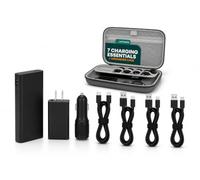 Uptown Offerte Kit di ricarica da viaggio con custodia organizer per cavi - Caricatore portatile da 10.000 mAh (Power Bank), adattatore da parete GaN da 45 W, caricabatterie per telefono da auto da 48