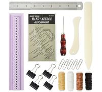 UPTTHOW 19 strumenti per punzonatura per rilegatura, con punteruolo e culla, ago, filo cerato, righello, cartella ossea, graffetta, kit per scrapbooking in plastica, per lavori fai da te, quaderni