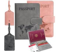 UptVin 2 Pezzi Porta Passaporto, Porta Passaporto da Viaggio con Etichette per Bagagli Custodia Passaporto Passaporto Personalizzato per Passaporti, Carte di Credito, Documenti di Viaggio