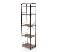 Uptyia Scaffale industriale a 5 livelli, design vintage, telaio metallico nero con ripiani in legno, 151 x 43 x 28 cm, organizer per soggiorno, ufficio, camera da letto, capacità 110 lb (marrone, 5