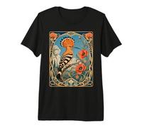 Upupa Uccello Art Nouveau Floreale Stile Vintage Maglietta Premium