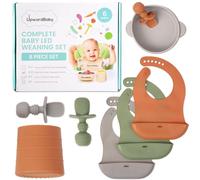 Upward Baby Utensili per la pappa per svezzamento a LED 6-12 mesi - Set pappa - Ciotole con ventose Piatti per bambini Piatti Cucchiai e tazza con bavaglini in silicone