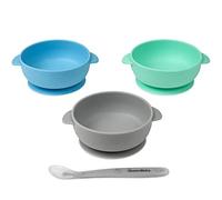 UpwardBaby Spoon + Bowls with Suction - Set di 4 pezzi in silicone con spoon for Babies Kids Toddler - BPA Free Baby Led Weaning Food Plates - First Stage Self Feeding Utensils