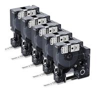 Upwinning 40910 Nastro Trasparente 9 mm x 7 m compatibile con Dymo D1 Nstro 9 mm Nero su Trasparente, per DYMO LabelManager 160 210D 280 360D 420P 640CB, 5 pezzi