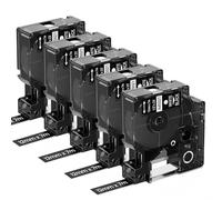 Upwinning 45021 Nastro per Etichette Nero 12 mm x 7 m, compatibile con Dymo D1 Etichette Nero S0720610, compatibile con Dymo LabelManager 160 210D 280 360D 420P 500TS 640CB Etichettatrice, 5 pezzi