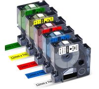 Upwinning compatibile con Dymo Nastro 12mmx7m Bianco/Blu/Rosso/Giallo/Verde