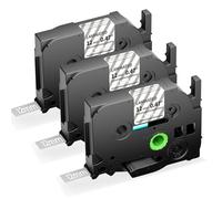 Upwinning Compatibile per Brother P-Touch Nastro Compatibile per Brother P touch Etichettatrice, Bianco su Trasparente, 12mm x 8m, 3x