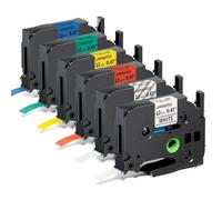 Upwinning compatibili con Brother p-touch Nastro compatibile per Brother P touch Etichettatrice, Nero su Bianco/Trasparente/Rosso/Blu/Giallo/Verde, 12mm x 8m, 6 pk