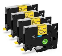 Upwinning Nastro per Etichette Compatibile per Brother P-touch Nastro TZe-631 TZe631 12mm Nero su Giallo, Nastri Compatibile per Brother Etichettatrice PTH107B PTH100LB PTH100R PTH110 Cube PTP300BT