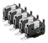 Upwinning Tze-241 18mm Nastri per Etichettatrice compatibile con Brother P-Touch Etichettatrice D410VP D450VP D610BTVP P700 P750W P900W P950NWB PT9700, PT9800PCN, Tze 18 mm Nastro Nero su Bianco, 5x