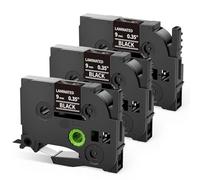 Upwinning TZe-325 Compatibili con Brother P-touch Nastri 9mm Nero, 3 Pezzi