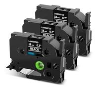 Upwinning TZe 345 Compatibile con Brother P-Touch Nastri 18mm Nero, 3pk