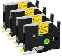 Upwinning TZe-631 compatibile con Brother P-touch Nastro 12mm Giallo, 4pz