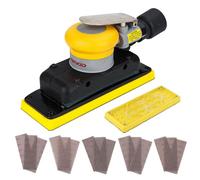 UPWOOD Levigatrice orbitale ad aria senza polvere, 70 mm x 198 mm, orbita da 1/8", 10.000 Max OPM, vuoto centrale con cuscinetto extra a gancio, 15 fogli di carta vetrata a rete (80/120/180/320/400)