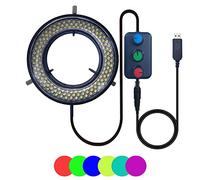UPWTKIM Lampada ad anello con luce LED per microscopio, USB 144 RGB LED, lampada regolabile per microscopio stereo binoculare binoculare elettronico