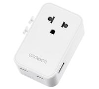 UPXNBOR Adattatore Universale da Viaggio, Presa Universale da Viaggio 15W | Ultrasottile, 1 USB-A, 2 USB-C, fusibile 10A, sicurezza bambini, tipo A/B/C/E/F/I per UK, USA, Giappone, Australia