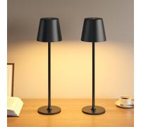 UPXNBOR Lampada da tavolo a LED senza fili, 2 pezzi, dimmerabile, lampada da comodino touch, lampada da tavolo senza fili, lampada da tavolo per interni ed esterni, 3 livelli, luce calda, IP54