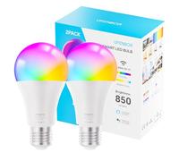 UPXNBOR Lampadina Smart E27 LED RGBWW WiFi, 9W, 2 Pezzo | Compatibile con Alexa e Google Assistant, 16 milioni di colori, dimmerabile 1-100 %, 850 lm, WiFi 2,4 GHz, per casa