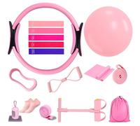 UPYOLUSCC Pilates Essential Kit, set di accessori per pilates, 16 pezzi, per la casa con anello per pilates, palla e fasce di resistenza, attrezzature per pilates per principianti e professionisti